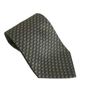 Jimmy V Silk Tie Geometric Pattern‎ Olive Green Blue Mens Formal Accessory